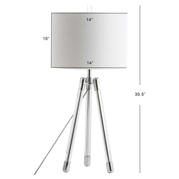 Wyman 30.5" Surveyor's Tripod Crystal/Metal LED Table Lamp - JONATHAN Y